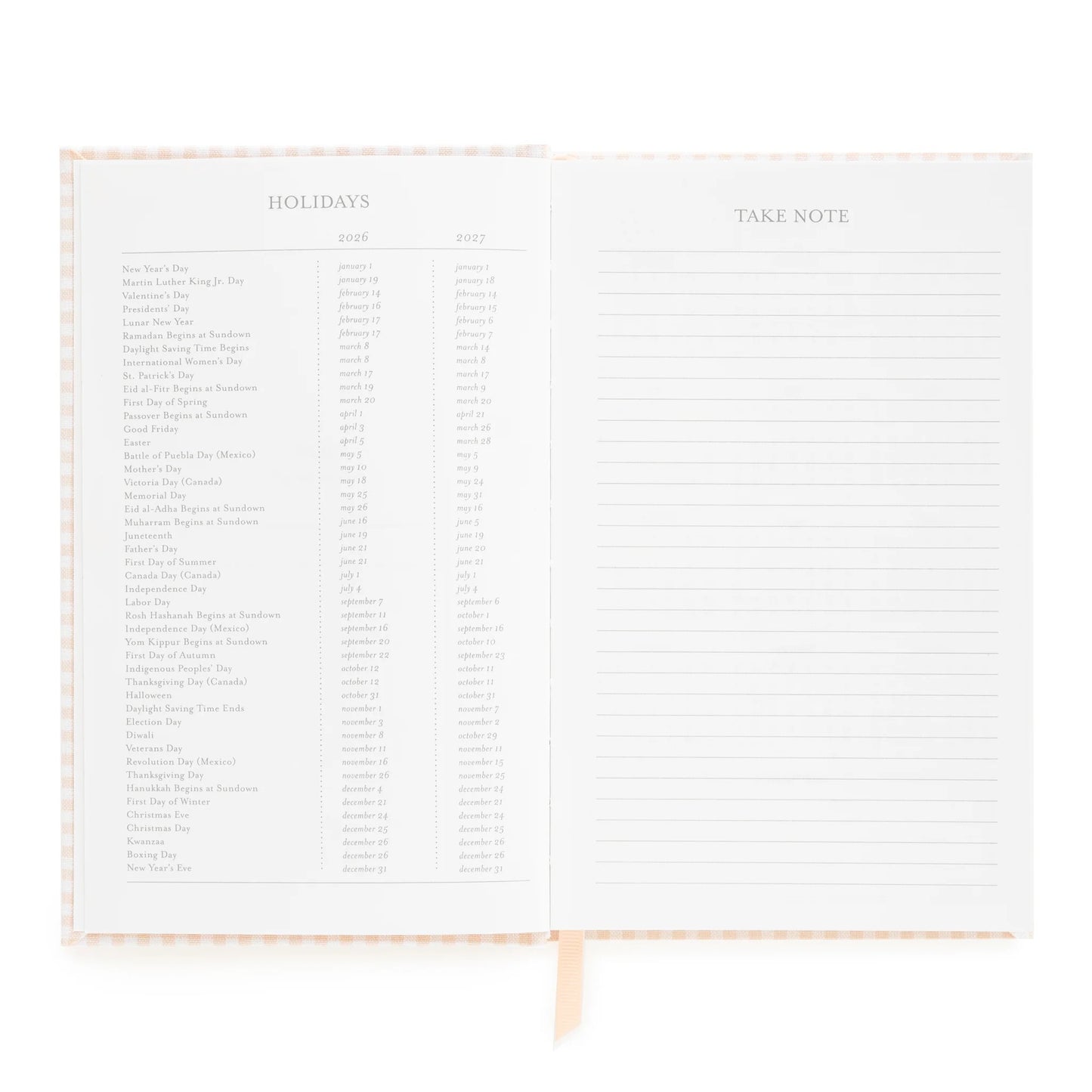2026 Pink Gingham Small Bound Agenda