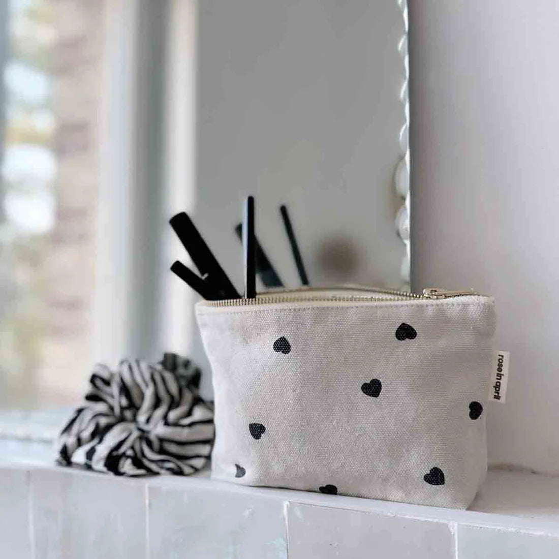 Sofia Pouch Heart Print Sand