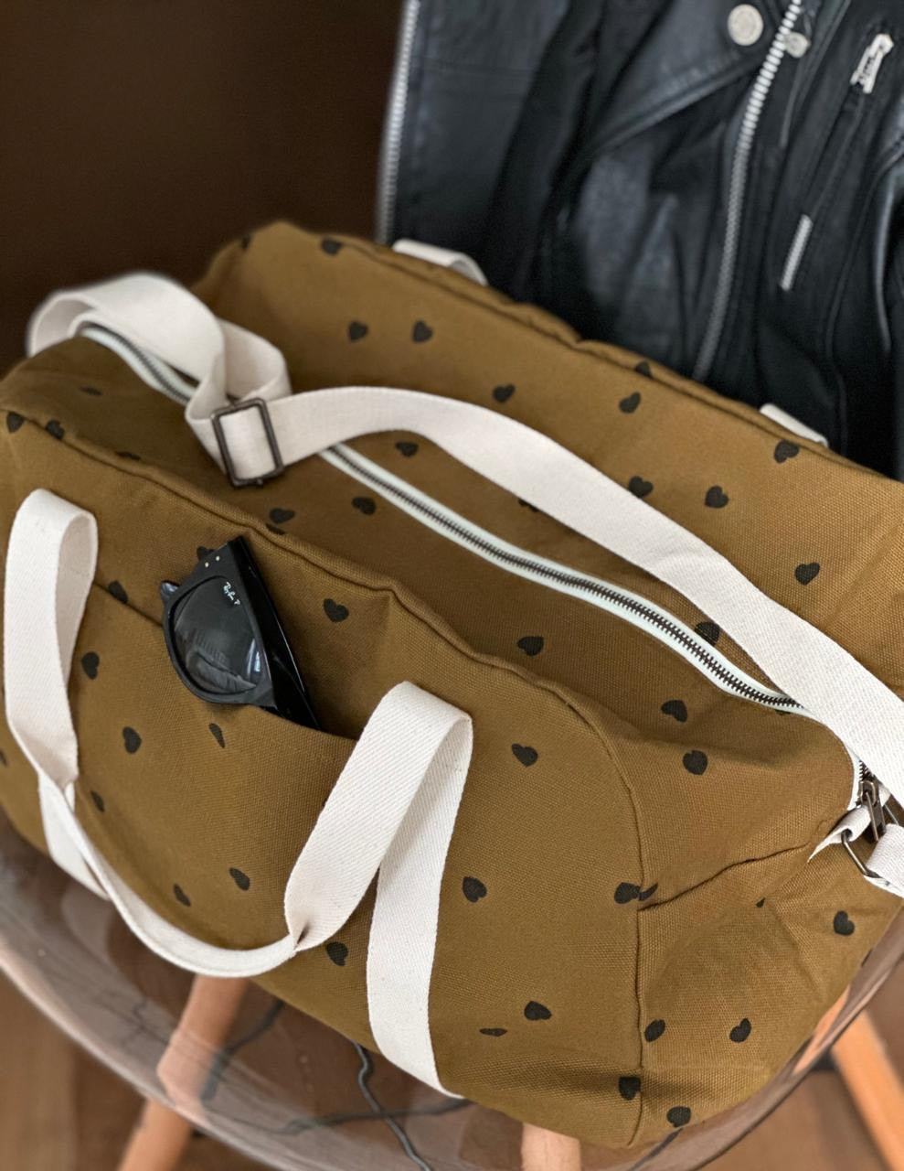 RAPHAEL BOWLING BAG HEART PRINT CUMIN