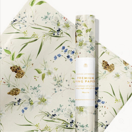 Gift Wrap Roll 3M - A Christmas Garden (cream)