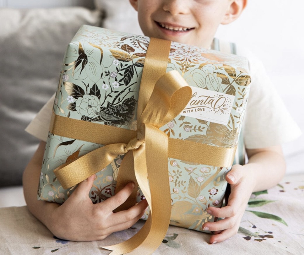 Gift Wrap Roll 3M - Golden Garden (Mint with Gold Foil)