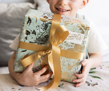 Gift Wrap Roll 3M - Golden Garden (Mint with Gold Foil)