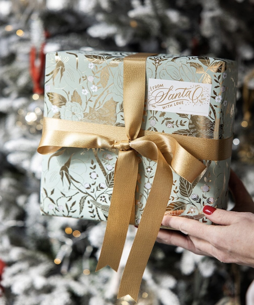 Gift Wrap Roll 3M - Golden Garden (Mint with Gold Foil)