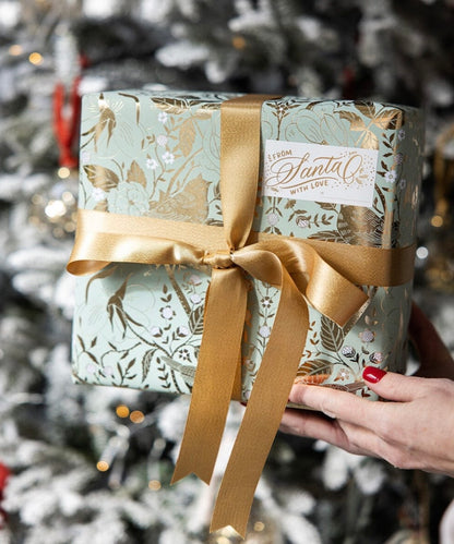 Gift Wrap Roll 3M - Golden Garden (Mint with Gold Foil)