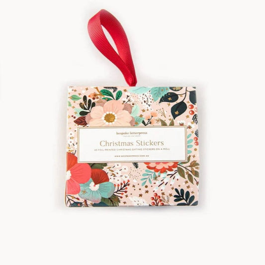 Floral Fields Christmas Stickers on a roll - 40 Pack