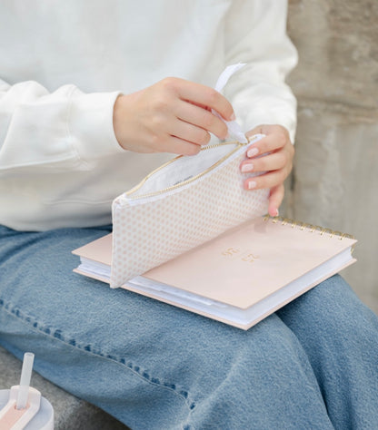 Pink Painted Dot Pencil Pouch