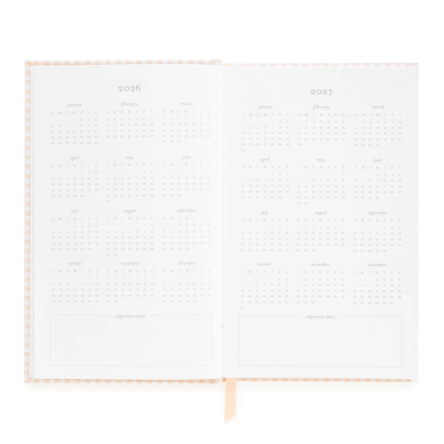 2026 Pink Gingham Small Bound Agenda