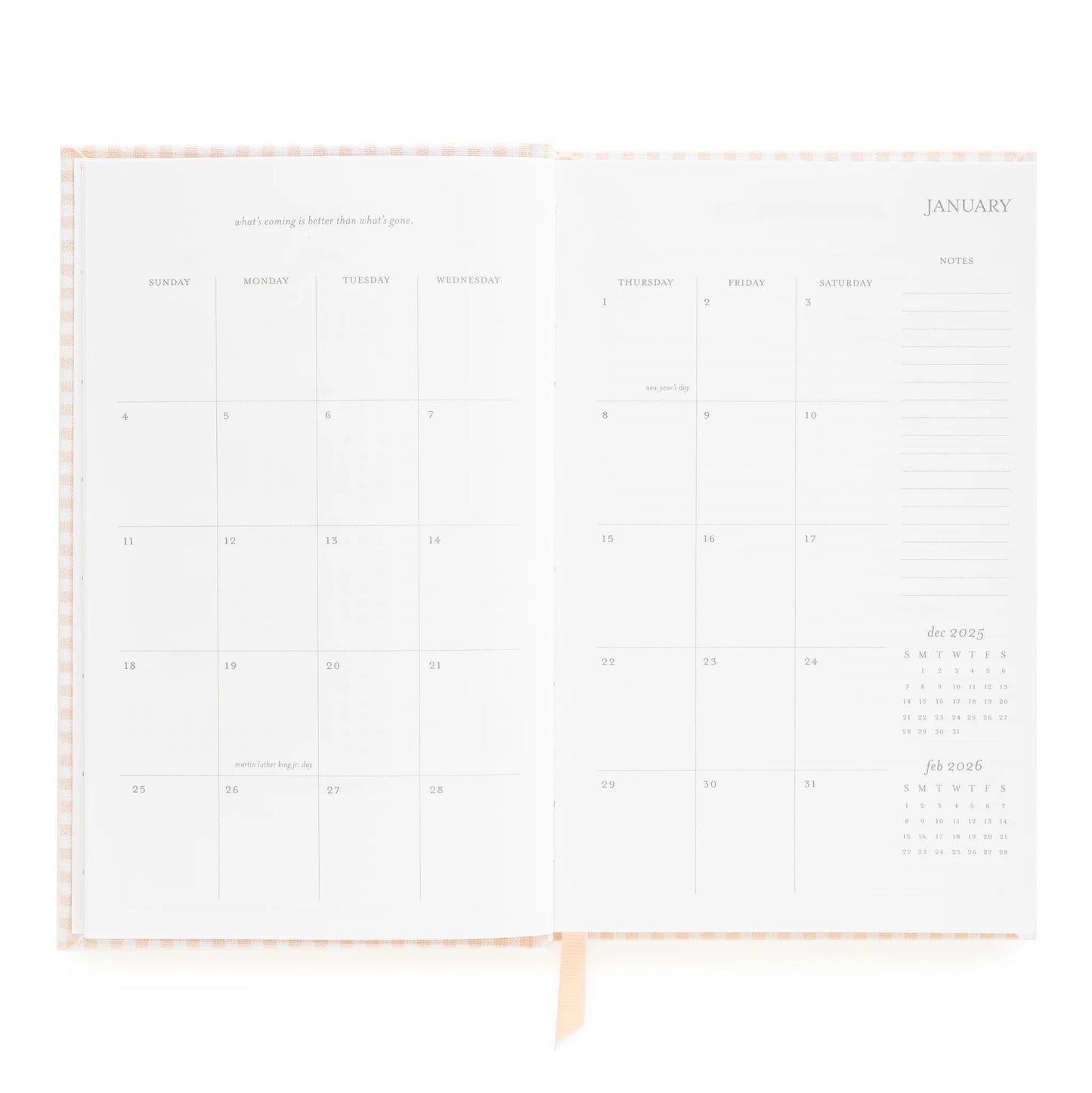 2026 Pink Gingham Small Bound Agenda