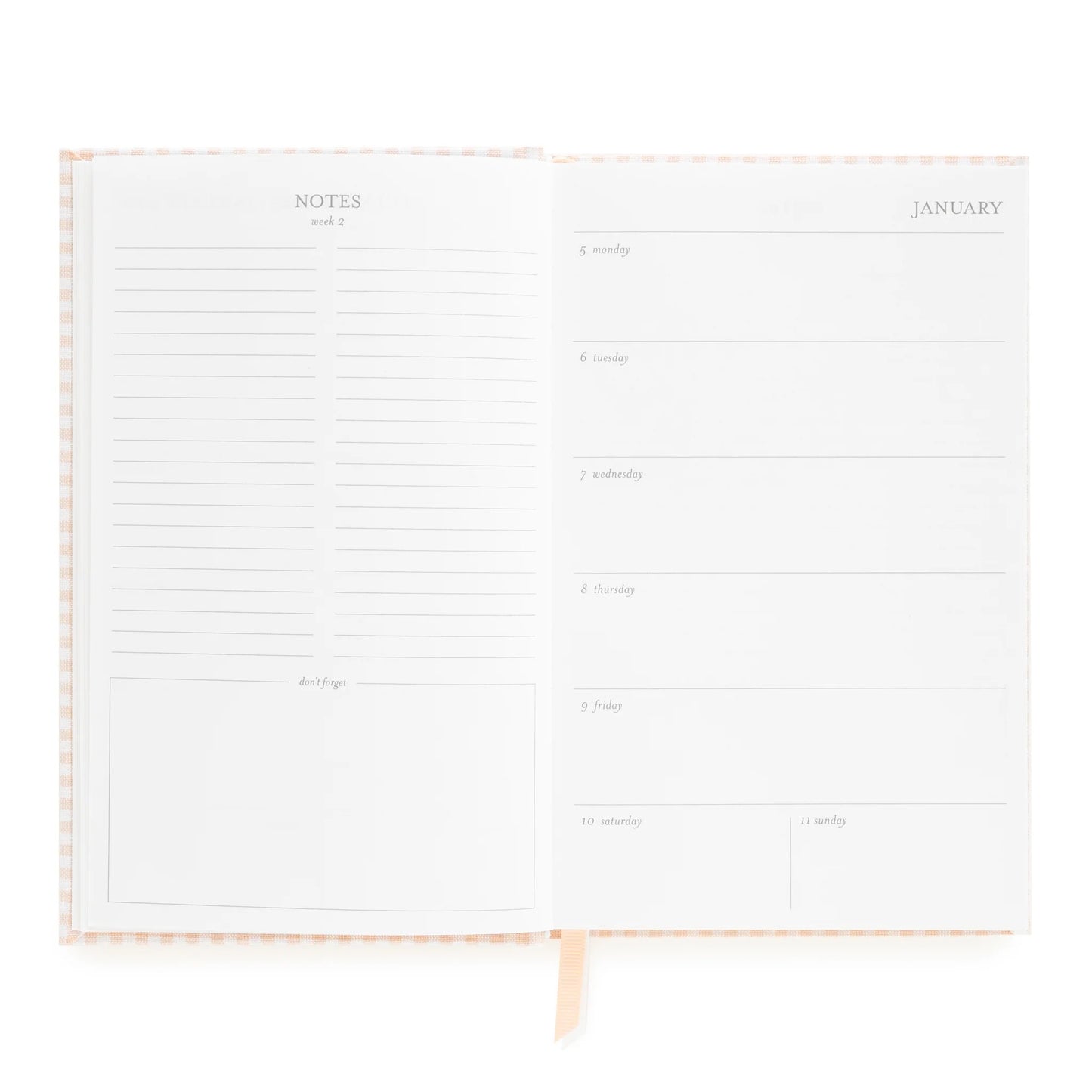 2026 Pink Gingham Small Bound Agenda