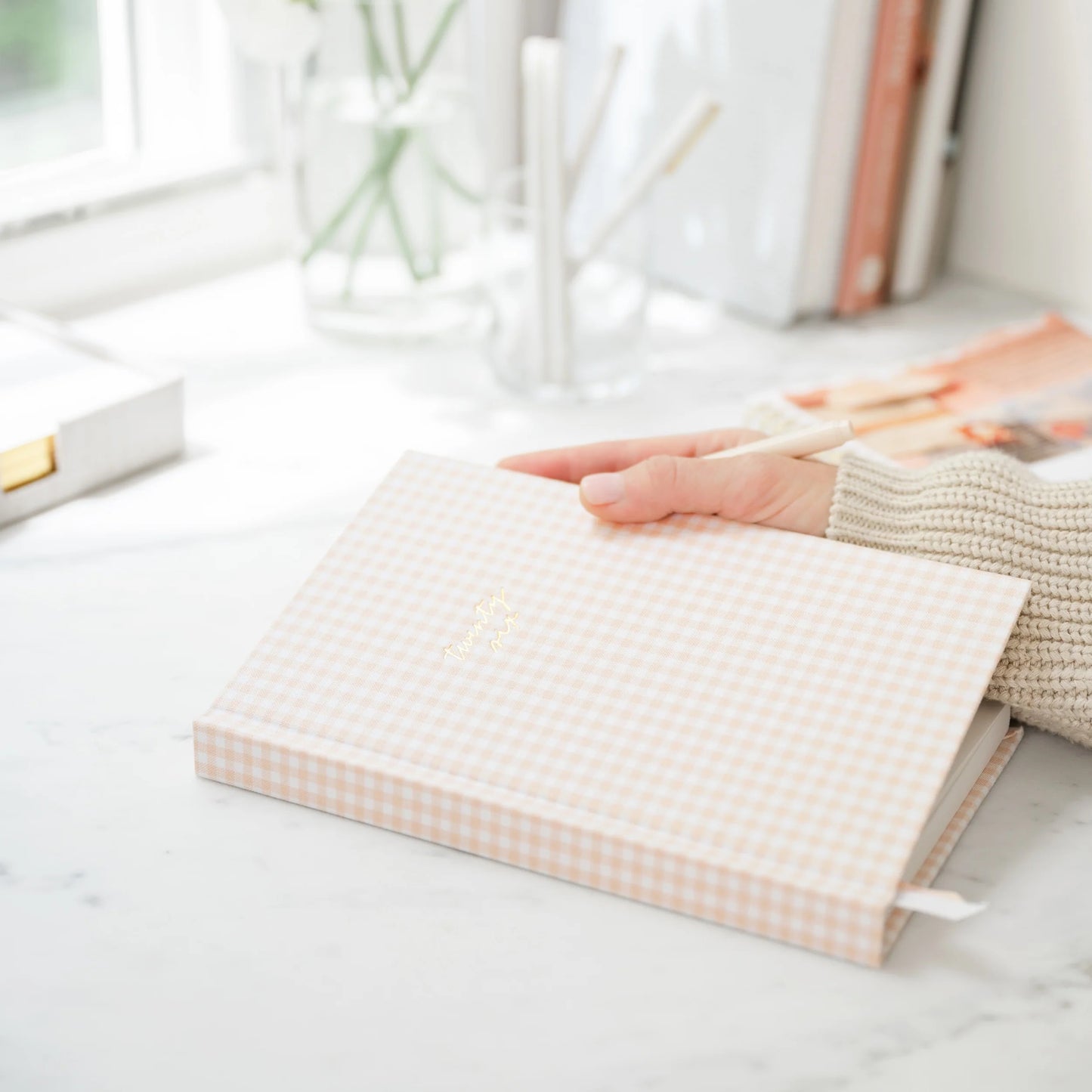 2026 Pink Gingham Small Bound Agenda