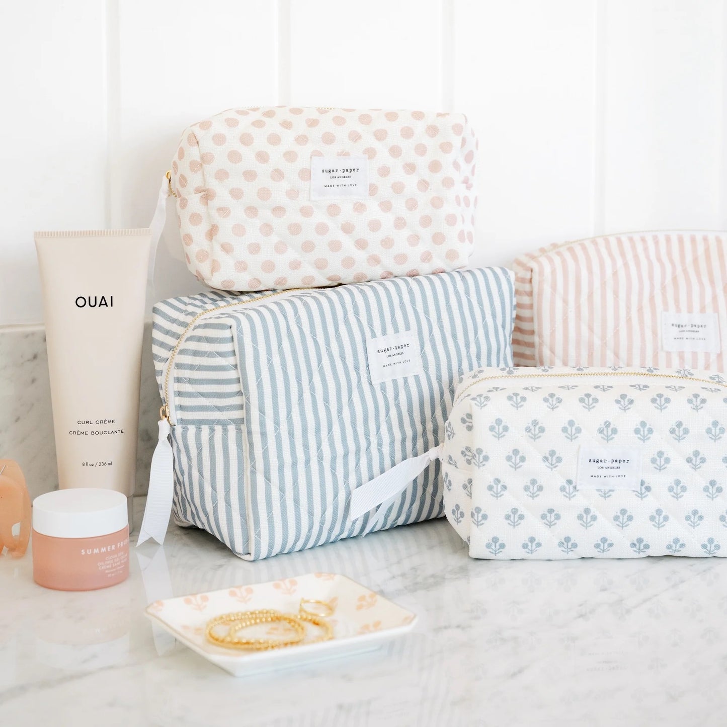 Blue Stripe Large Cosmetic Pouch