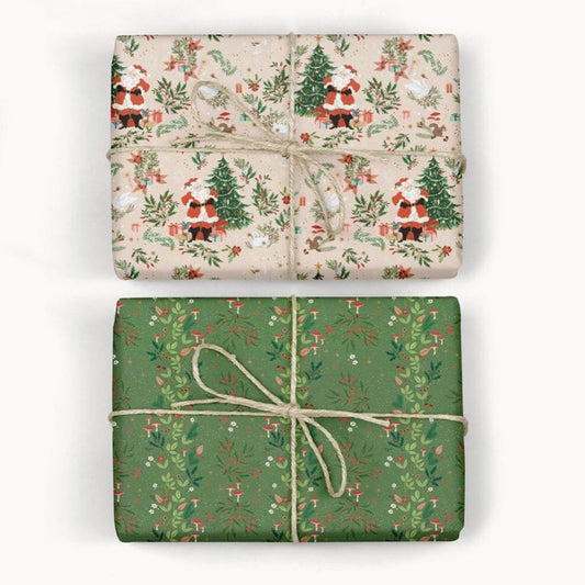 Jolly Santa/Holly & Twinkle 2 pcs Gift Wrap