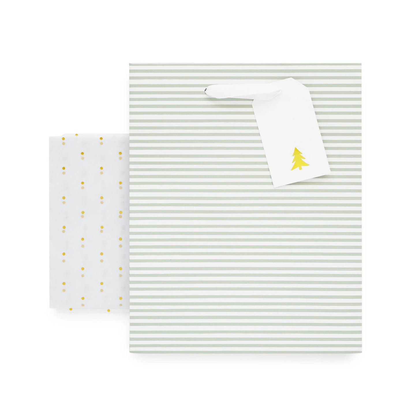 Green Painted Stripe Gift Bag Set