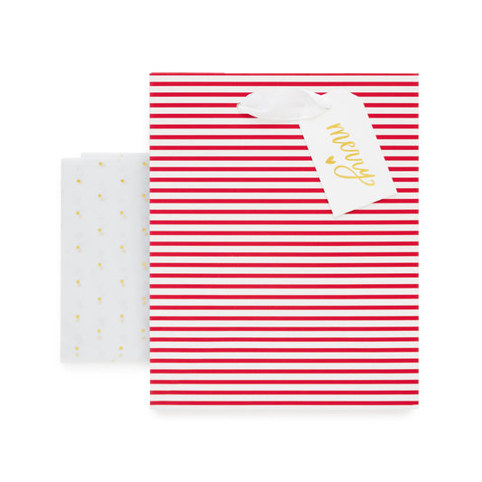 Candy Cane Stripe Gift Bag Set