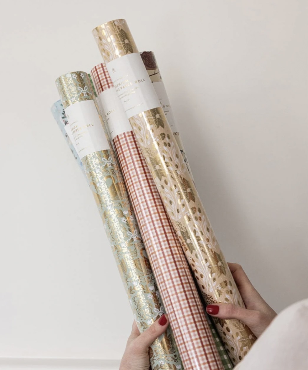 Gift Wrap Roll 3m - Golden Swans (Duck Egg Blue with Gold Foil)