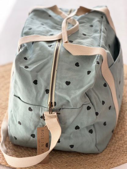 Raphael Bowling Bag Heart Print Blue Spray