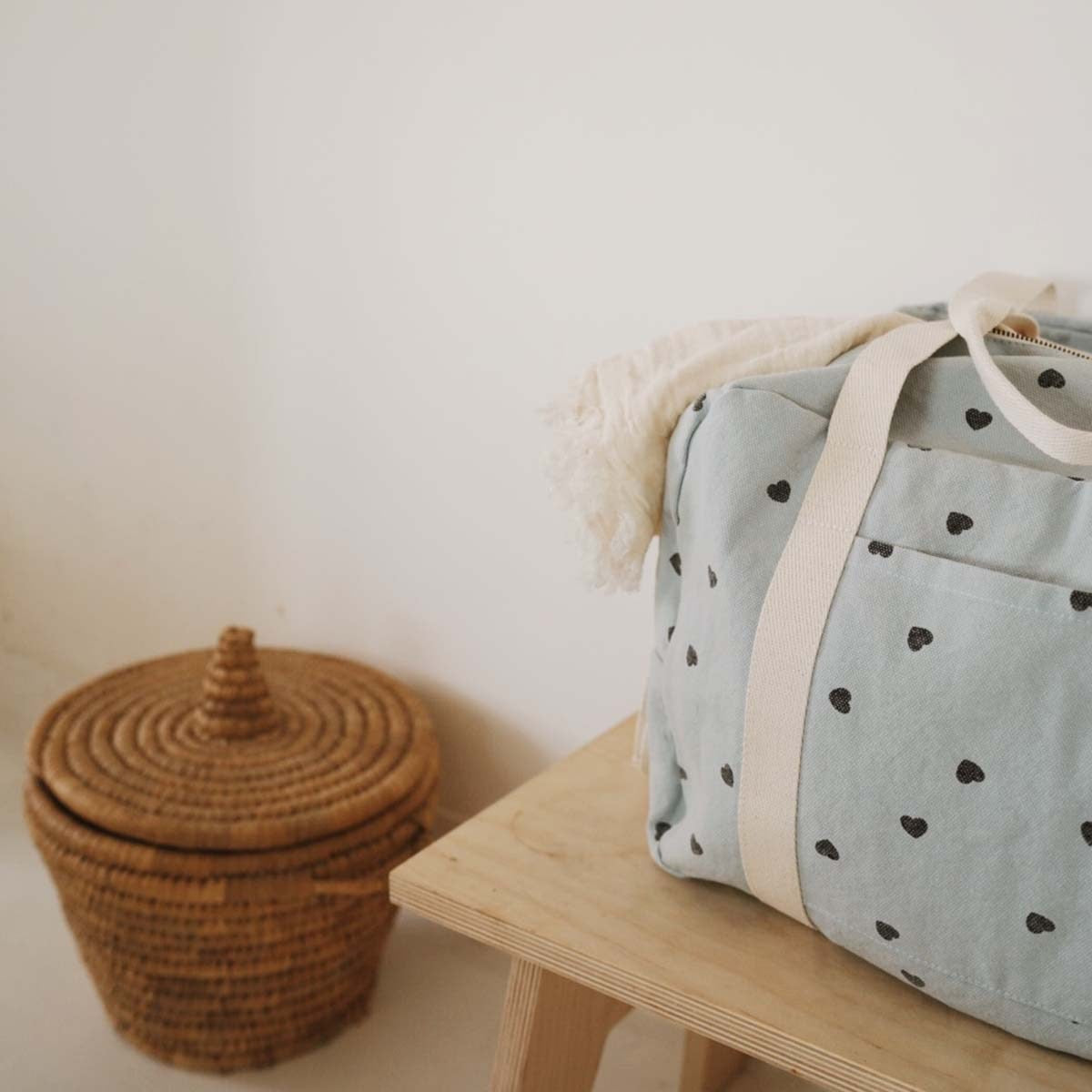 RAPHAEL BOWLING BAG HEART PRINT BLUE SPRAY