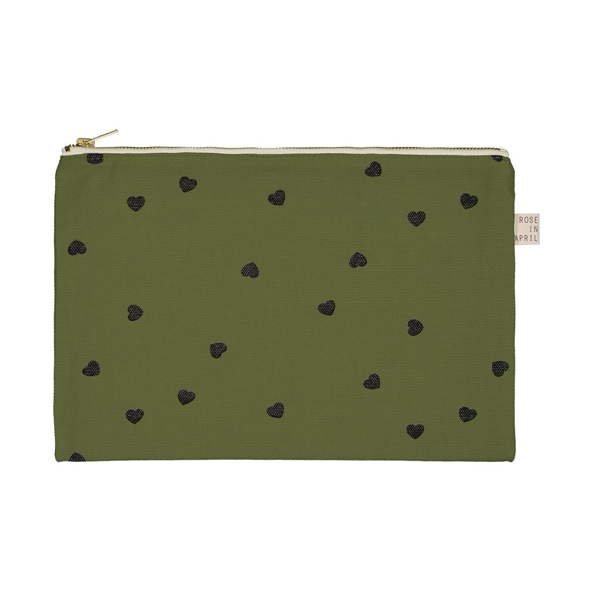 Lili Pouch Heart Print Kaki