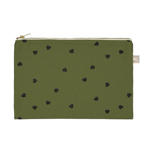 Lili Pouch Heart Print Kaki