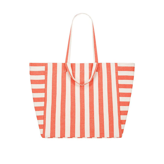 Tote Bag Elisa, Grey/Tomato Stripes
