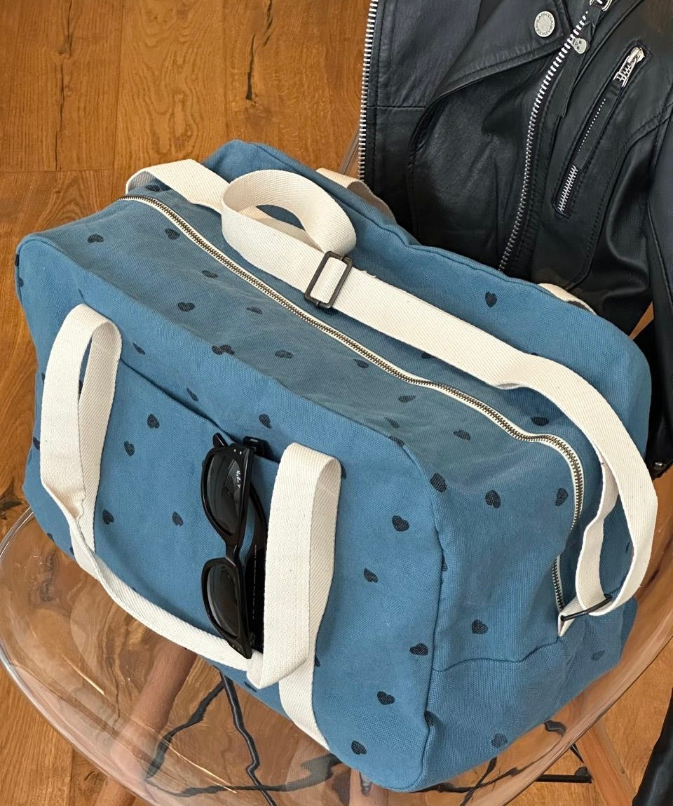 RAPHAEL BOWLING BAG HEART PRINT BLUE STORM