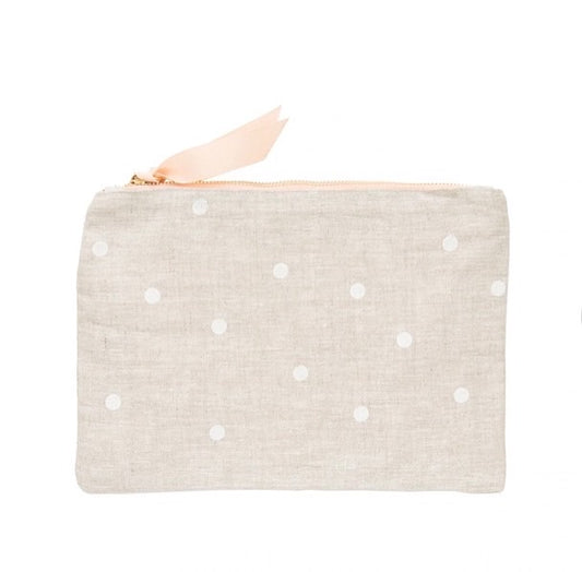 Signature Pouch, Flax Dot